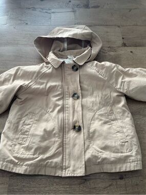 Zara Kids Hooded Tan Jacket trench spring Lightweight Hooded 2-in-1 size 9-12 m